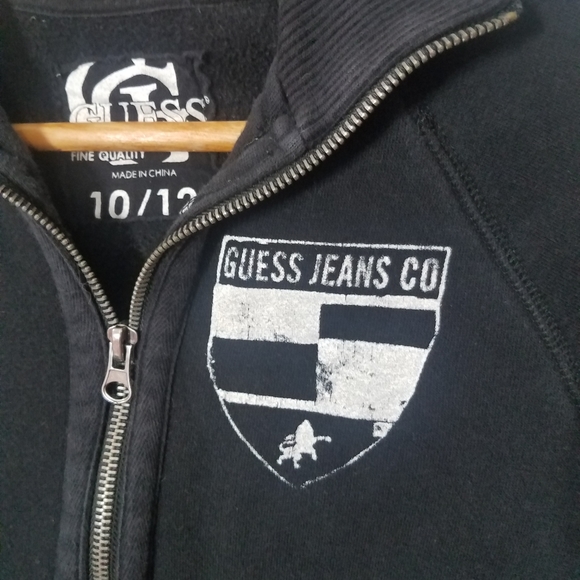 Guess Boys Black Zip Front Sweater - Picture 3 of 8